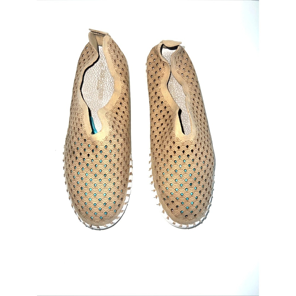 Ilse Jacobsen Tulip Slip-on Flats | Sneakers Size US 7.5-8M | EU  38  Tan White